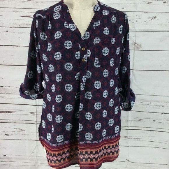 Rue 21 3/4 sleeve tunic button‎ down small shirt - Picture 2 of 8